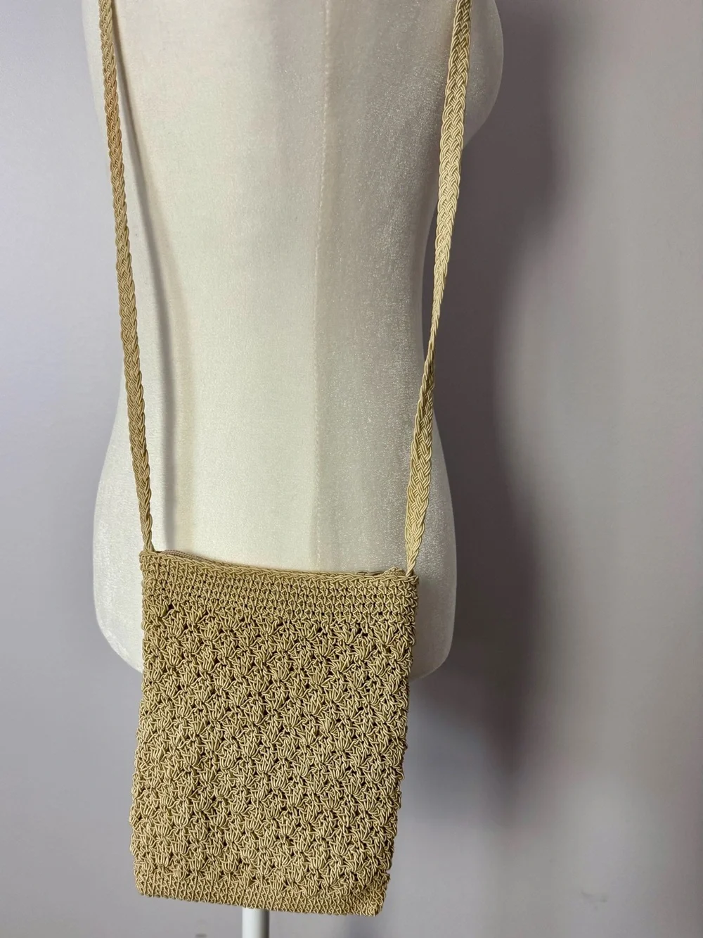 Chateau Beige Woven Crossbody with Coin Pouch